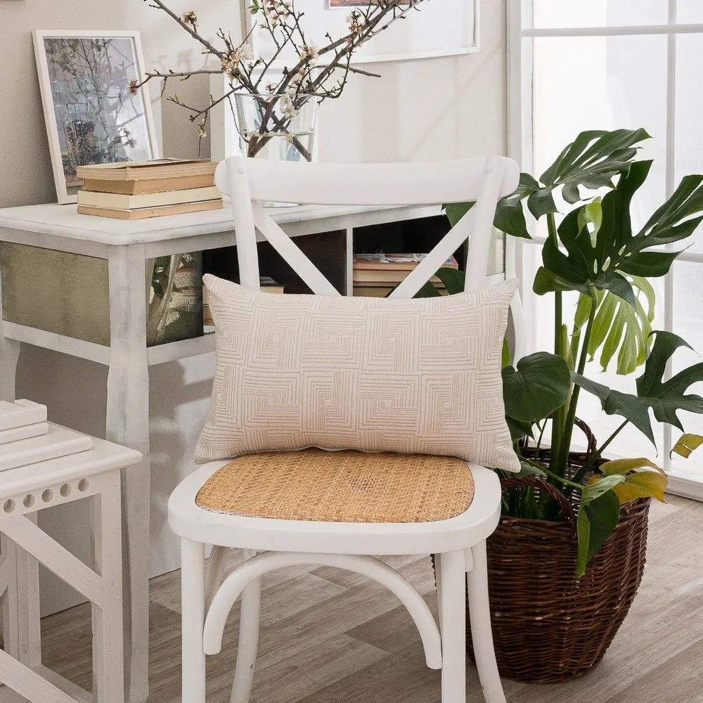 Μαξιλάρι Δικαοσμητικό (Με Γέμιση) Messina 01 Ecru Teoran 30X50 Cotton-Polyester