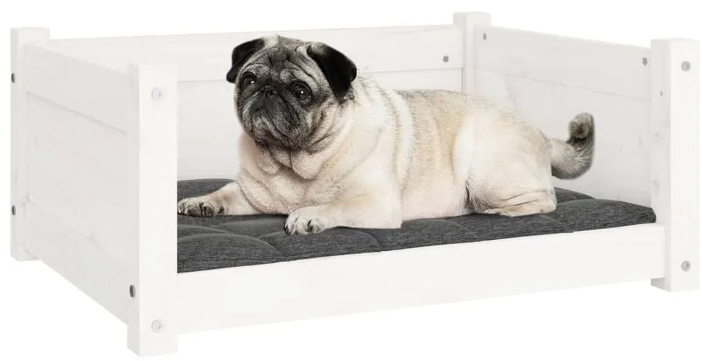 vidaXL Κρεβάτι Σκύλου Λευκό 65,5 x 50,5 x 28 εκ. από Μασίφ Ξύλο Πεύκου