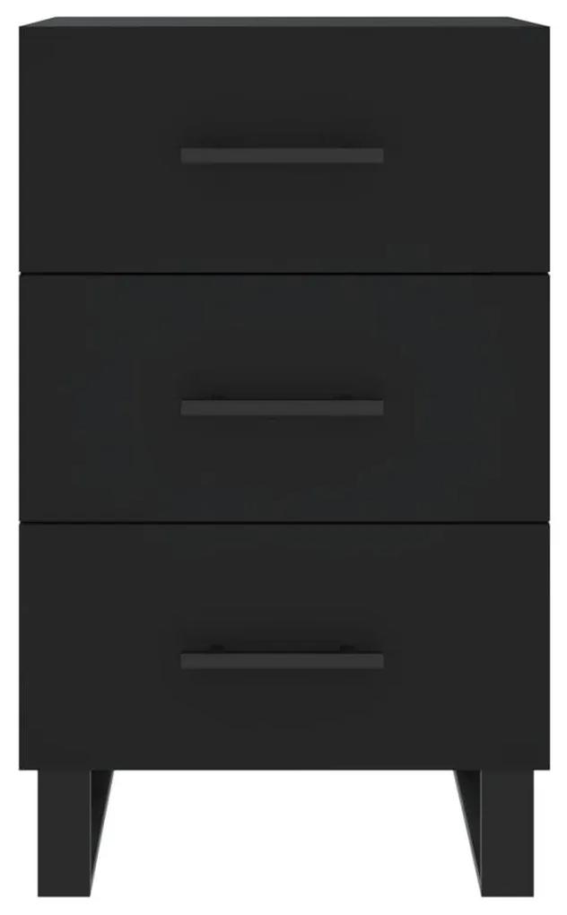 Κομοδίνο Μαύρο 40 x 40 x 66 εκ. από Επεξεργασμένο Ξύλο - Μαύρο