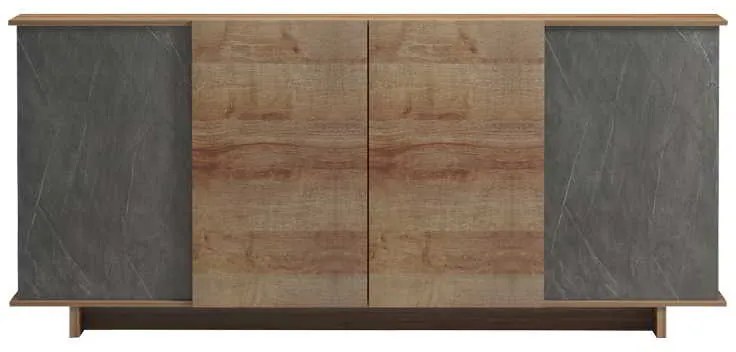 Μπουφές Zafore  pakoworld σε oak-γκρι μαρμάρου 180x45x80εκ