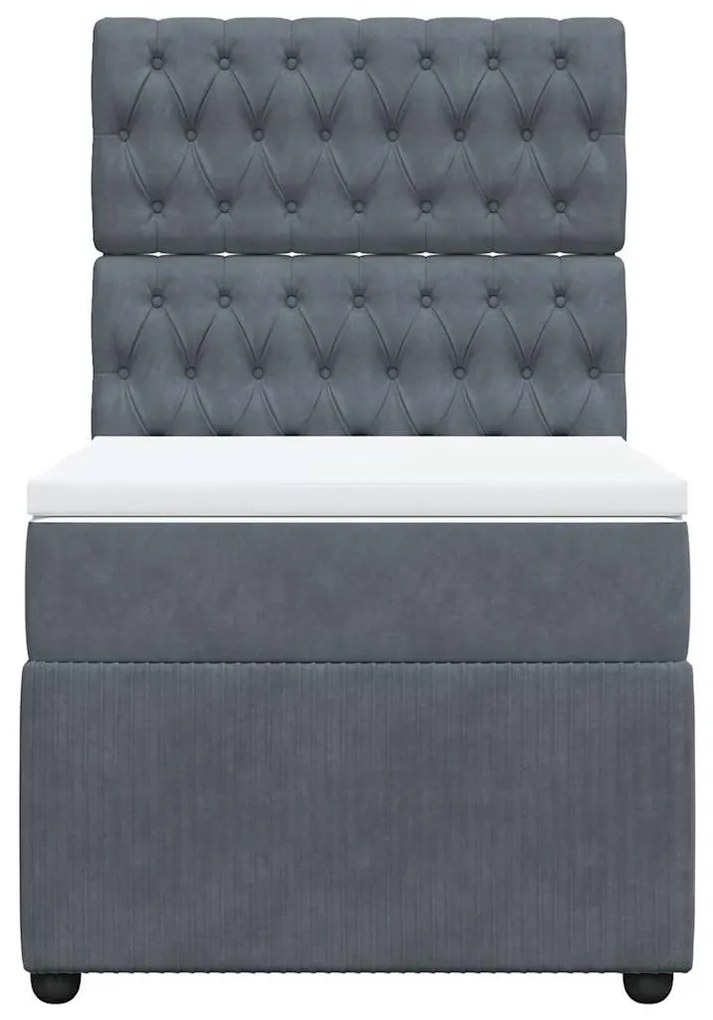 vidaXL Κρεβάτι Boxspring με Στρώμα Σκούρο Γκρι 80x200 εκ. Βελούδινο