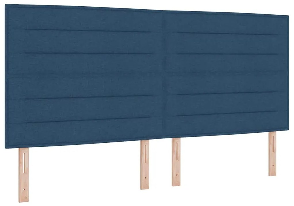 vidaXL Κρεβάτι με ελατήρια με στρώμα Μπλε 200 x 200 cm ύφασμα