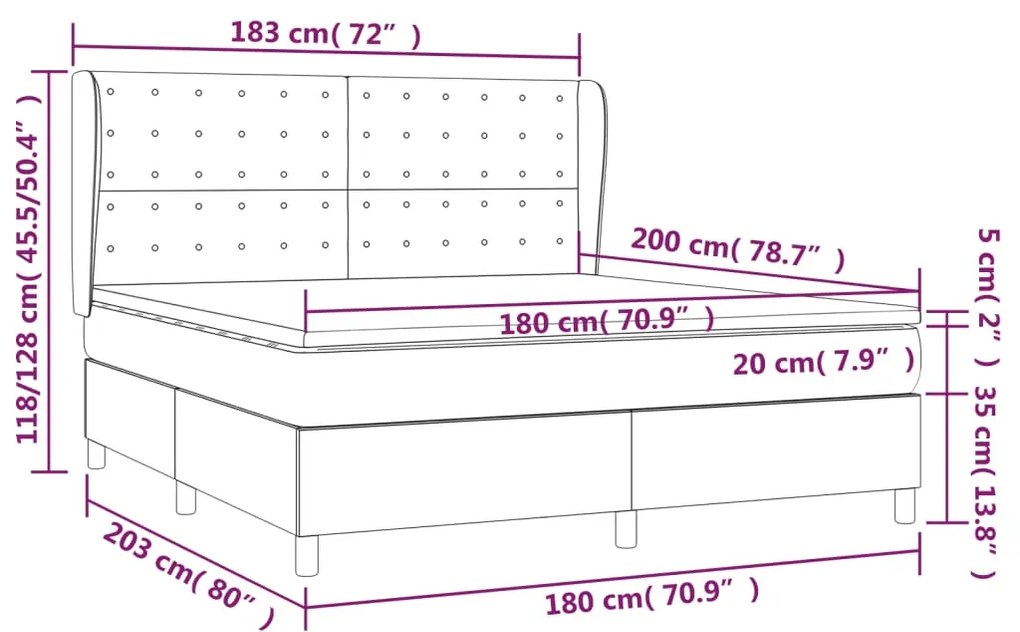 vidaXL Κρεβάτι Boxspring με Στρώμα Καπουτσίνο 180x200 εκ. Συνθ. Δέρμα