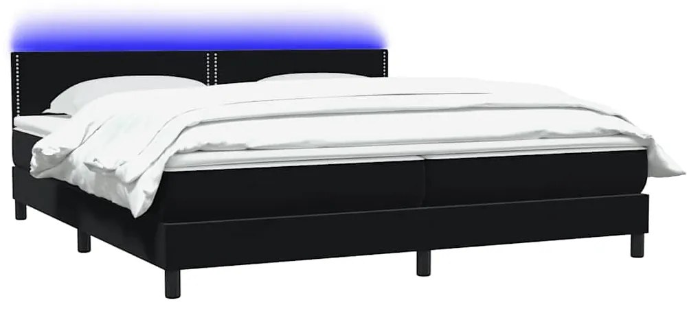 vidaXL Κρεβάτι Boxspring με Στρώμα & LED Μαύρο 180x210 εκ. Βελούδινο
