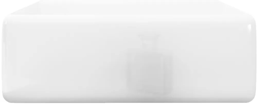 Νιπτήρας Μπάνιου Τετράγωνος με Οπή Βρύσης Λευκός Κεραμικός