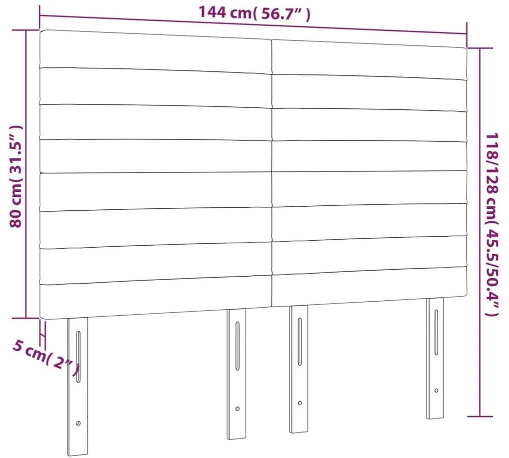 Κεφαλάρι Κρεβατιού LED Μαύρο 144x5x118/128 εκ. Υφασμάτινο - Μαύρο