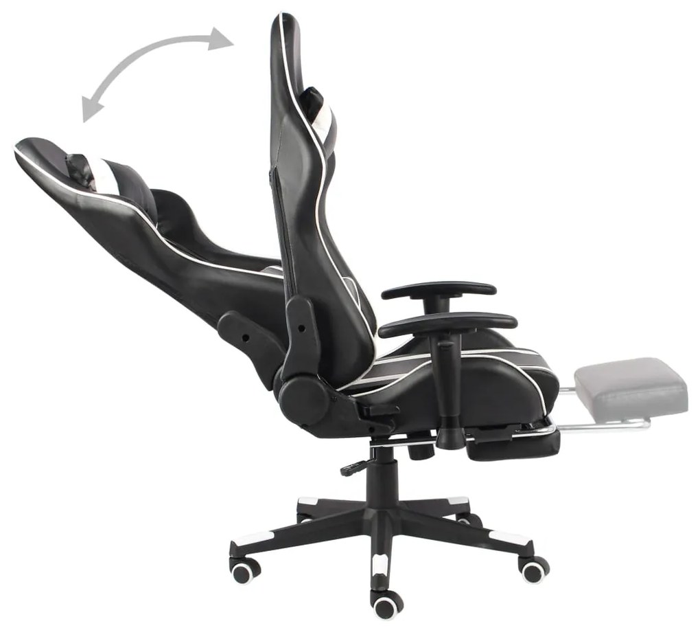 vidaXL Καρέκλα Gaming Περιστρεφόμενη με Υποπόδιο Λευκή από PVC