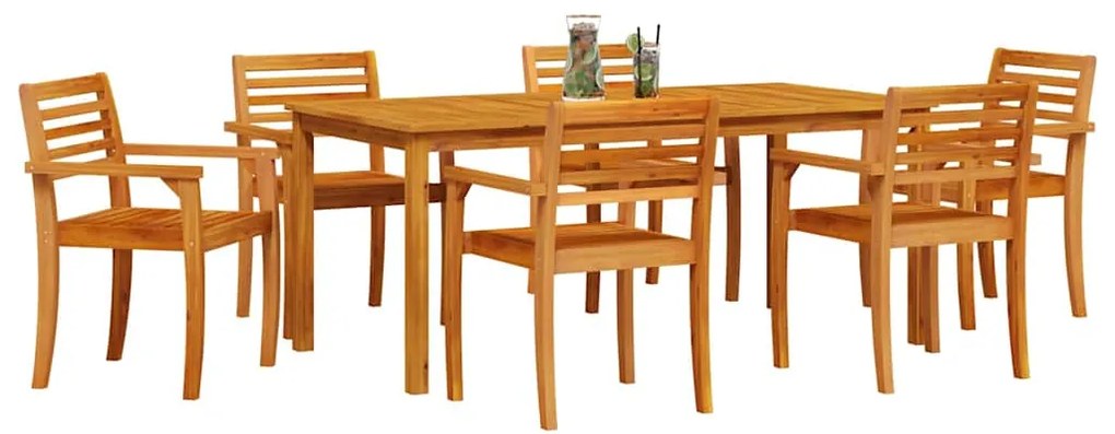 vidaXL Σέτ φαγητού για κήπο 7 pcs Καφέ Μασίφ ξύλο ακακίας