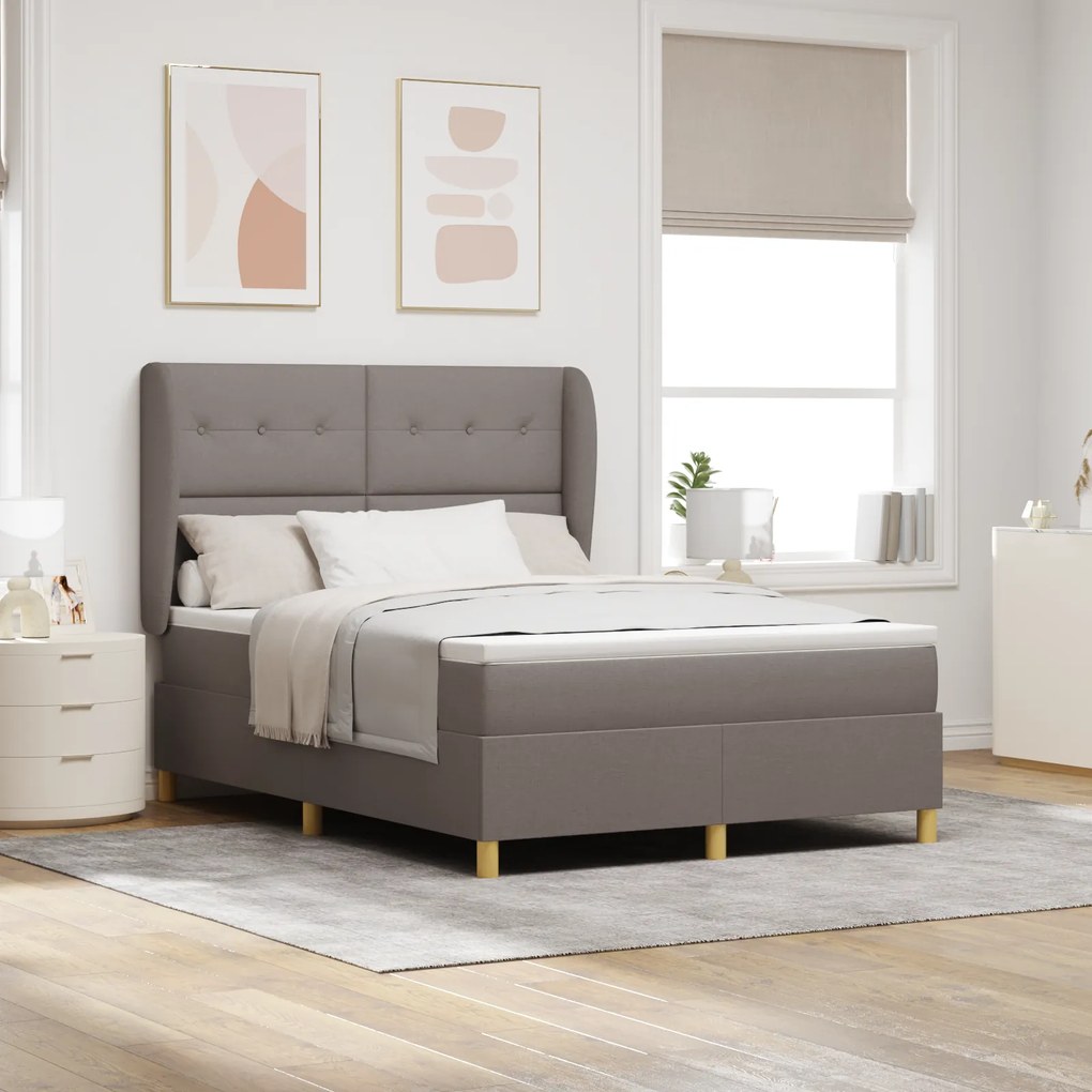vidaXL Κρεβάτι Box Spring με Στρώμα Ταμπα 140x190 εκ. Ύφασμα