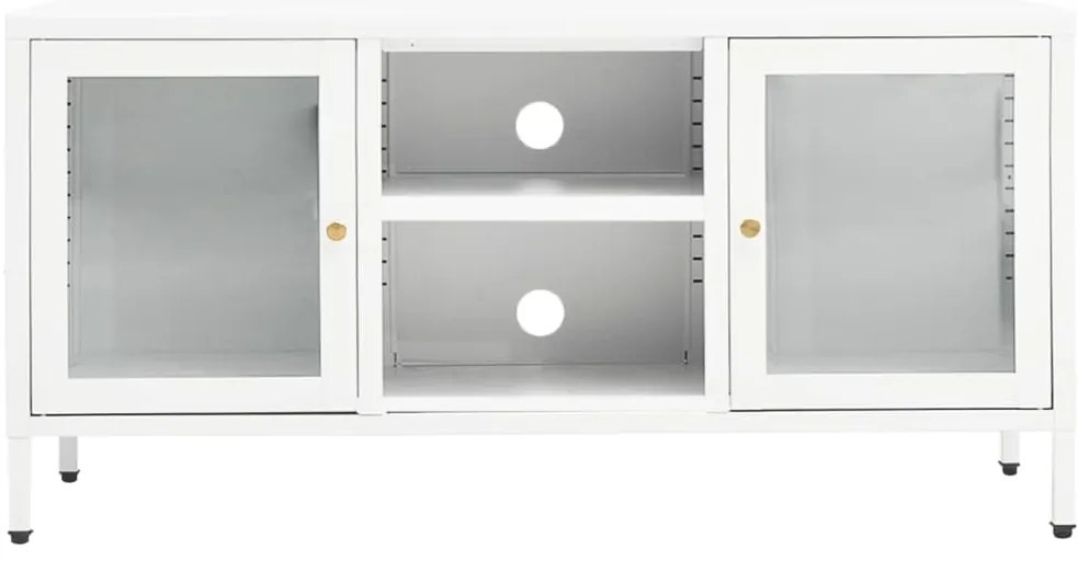vidaXL Έπιπλο Τηλεόρασης Λευκό 105 x 35 x 52 εκ. από Ατσάλι και Γυαλί