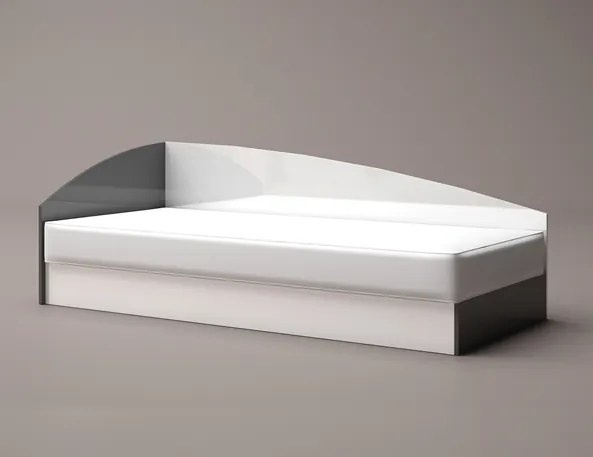 Κρεβάτι μονό Idea με αποθηκευτικό χώρο 84x70x193cm &amp; στρώμα 82x22x190cm Άσπρο Γυαλιστερό / Ανθρακί Γυαλιστερόo -GRA110