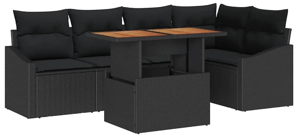 vidaXL Σετ Καναπέ Κήπου με αποθήκευση 6 pcs Μαύρο Πολυ ράταν