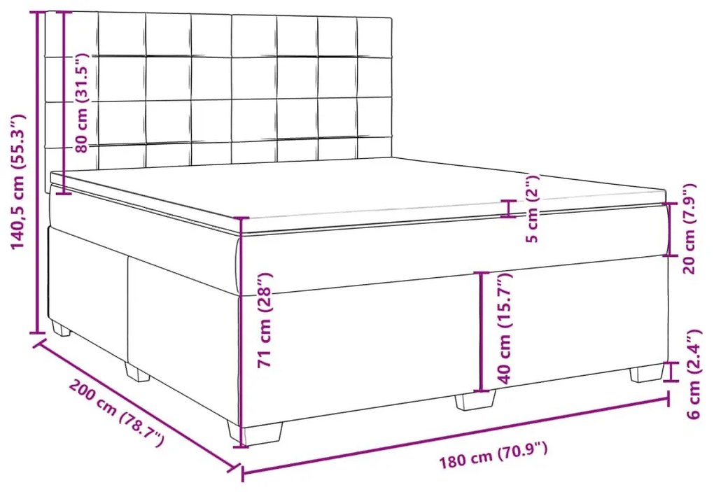 Κρεβάτι Boxspring με Στρώμα Μπλε 180x200 εκ. Υφασμάτινο - Μπλε