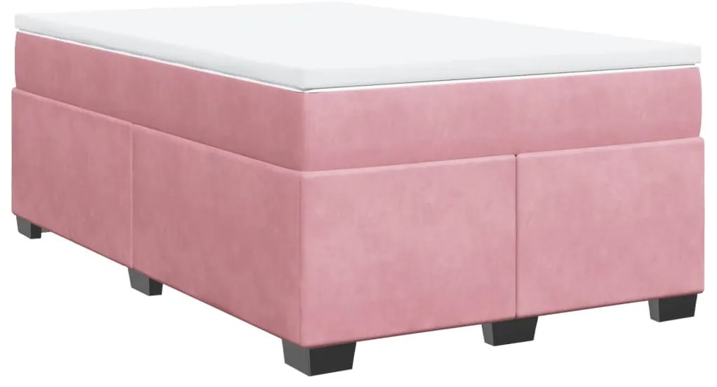 vidaXL Κρεβάτι Boxspring με Στρώμα Ροζ 120x200 εκ. Βελούδινο
