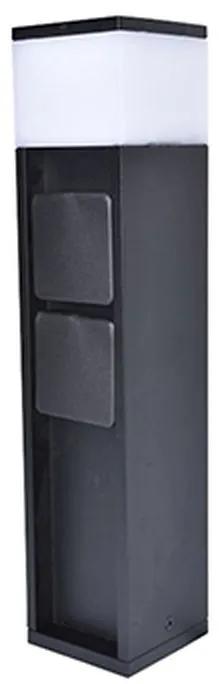 Φωτιστικό Κολωνάκι Smart IP44 11w 750lm 16A 3000Κ 80xY3370mm Black Matt 2 Πρίζες Σούκο Χυτό Αλουμίνιο Lutec Mains 7202201012