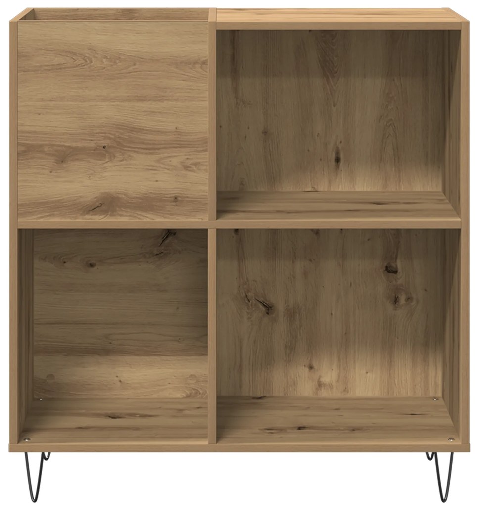 vidaXL Κιβώτιο Δίσκων Μαύρο Δρυς 84,5x38x89 εκ Κατασκευασμένο Ξύλο