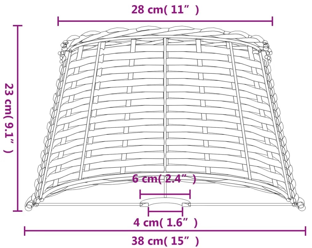 vidaXL Καπέλο Φωτιστικού Καφέ Ø38x23 εκ. από Wicker