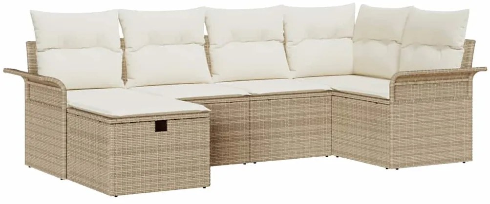 vidaXL Σετ Καναπέ Κήπου 6 pcs Μπεζ και Κρέμα συνθετικό ρατάν