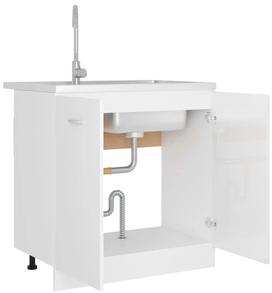 vidaXL Ντουλάπι Νεροχύτη Lyon Γυαλιστερό Λευκό 80x46x81,5εκ.