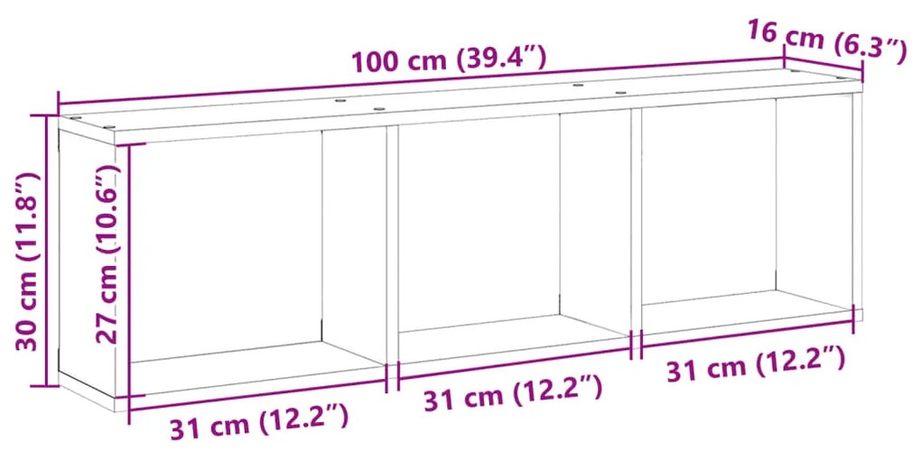 Ντουλάπι Τοίχου Αρτισιανή Δρυς 100x16x30 εκ. Επεξεργασμένο Ξύλο - Καφέ