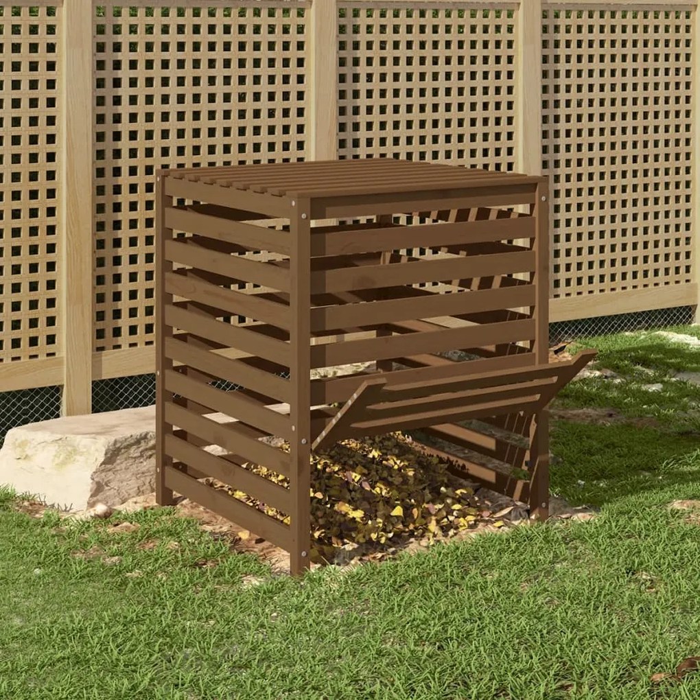 vidaXL Κομποστοποιητής Καφέ Μελί 82,5x82,5x99,5 εκ. Μασίφ Ξύλο Πεύκου