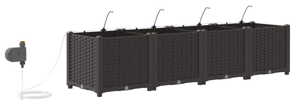 vidaXL Γλάστρες Κήπου 1 τεμ Καφέ 160 x 40 x 37.5 cm Πλαστικό