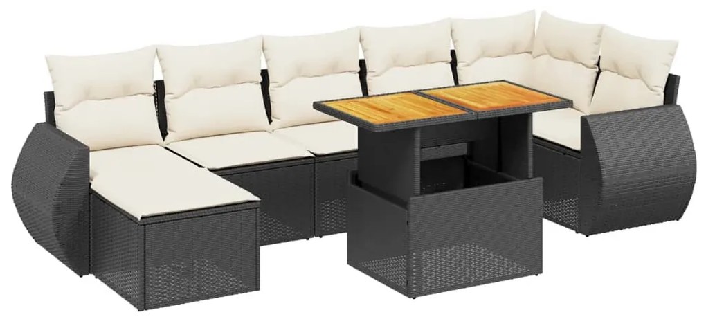 vidaXL Σαλόνι Κήπου 8 Τεμαχίων Μαύρο από Συνθετικό Ρατάν με Μαξιλάρια