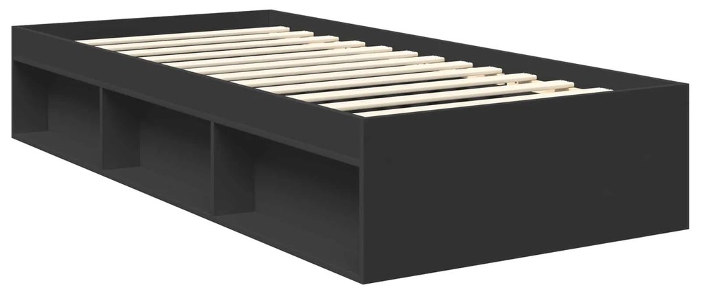 vidaXL Σκελετός Κρεβατιού Μαύρο 90 x 190 cm Στερεά ξυλεία πεύκου