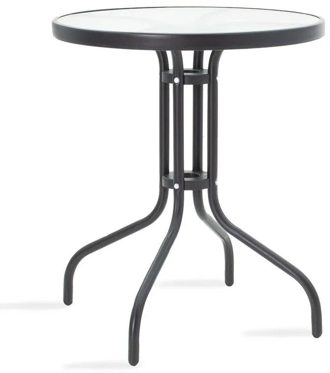 Σετ κήπου - Τραπεζαρία 3 τμχ Watson-Tade μέταλλο - γυαλί μαύρο Φ60x70 εκ. 60x60x70 εκ.