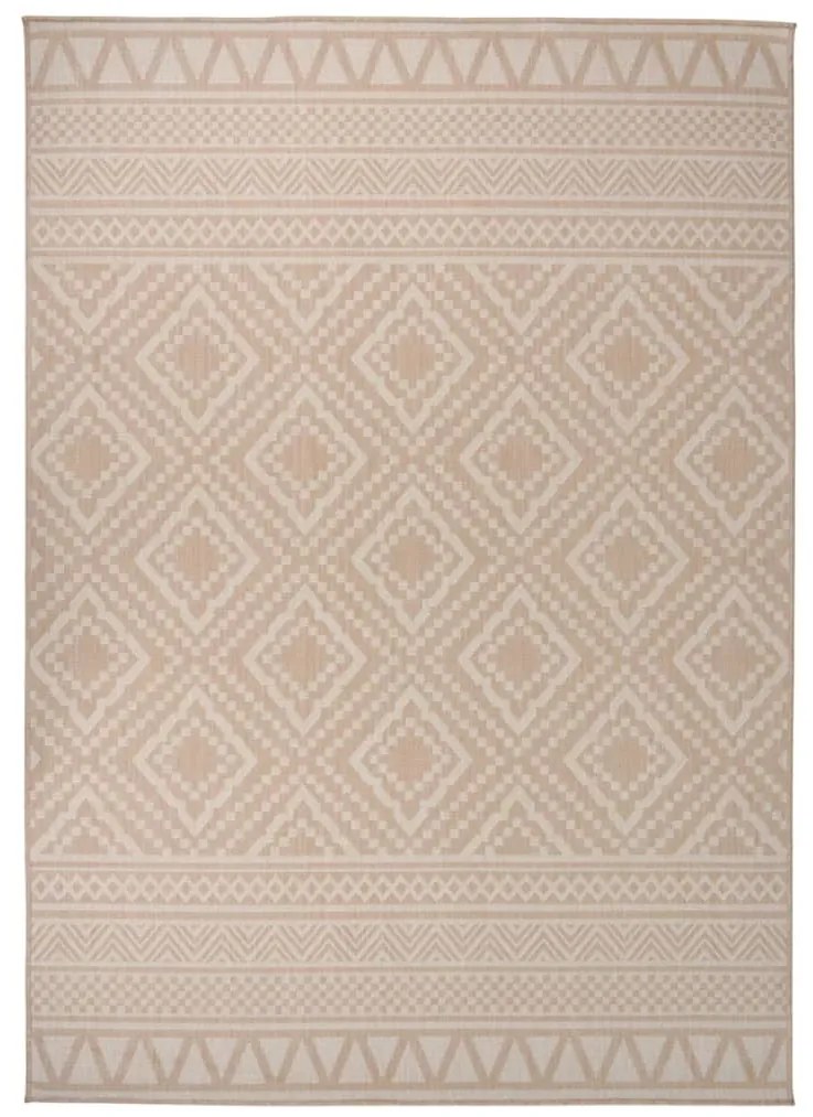 vidaXL Χαλί Εξωτερικού Χώρου με Επίπεδη Ύφανση Καφέ Ριγέ 120x170 εκ.