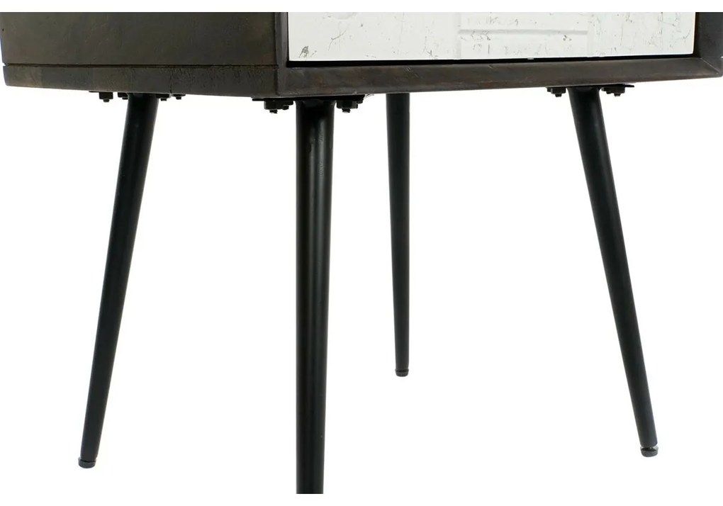 Κομοδίνο DKD Home Decor 45 x 38 x 50 cm Μαύρο Μέταλλο Λευκό Ξύλο από Μάνγκο Wengue