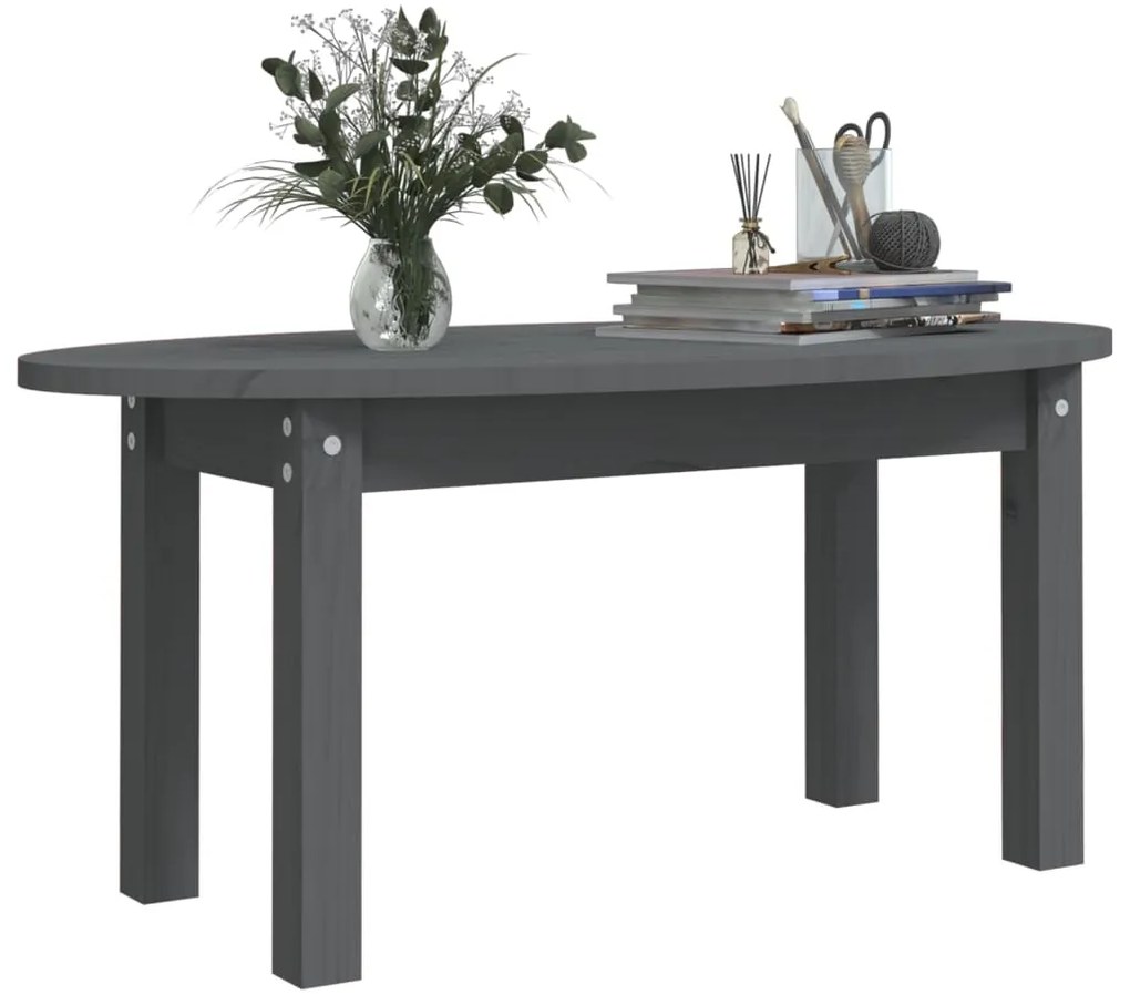 vidaXL Τραπεζάκι Σαλονιού Γκρι 80x40x35 εκ. από Μασίφ Ξύλο Πεύκου