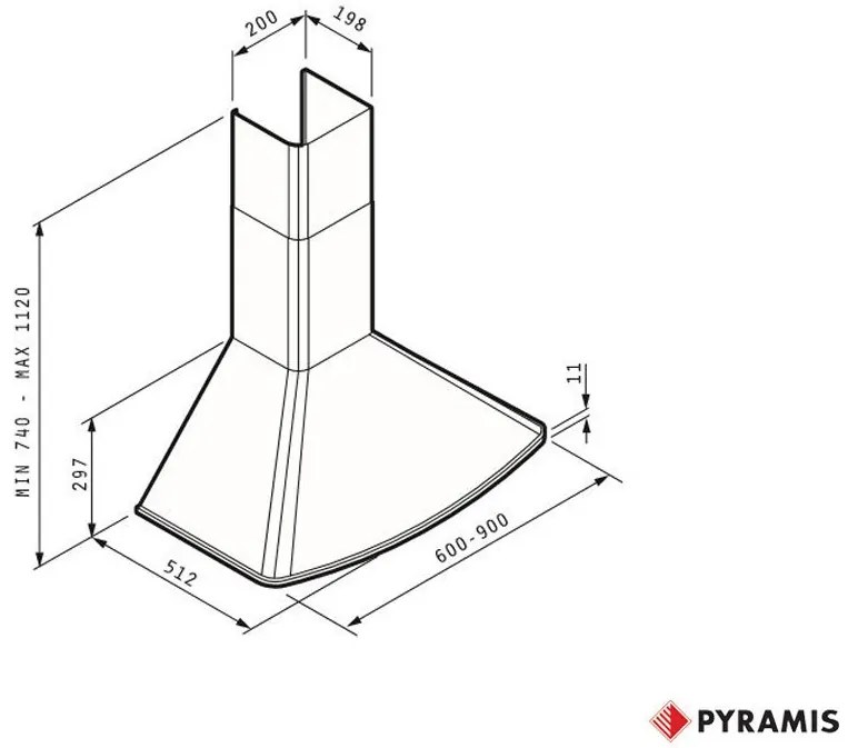 Απορροφητήρας Pyramis καμινάδα οβάλ classic-Μήκος: 90εκ.