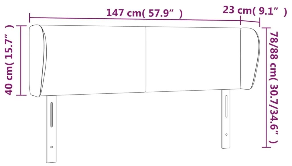 Κεφαλάρι με Πτερύγια Σκούρο Γκρι 147 x 23 x 78/88εκ. Υφασμάτινο 3116863