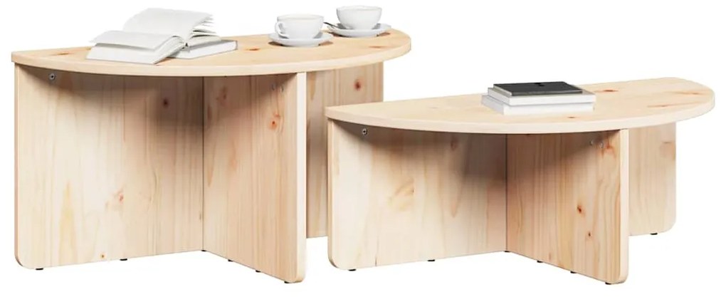 vidaXL Τραπεζάκι σαλονιού 2 pcs Φυσικό Μασίφ ξύλο πεύκου