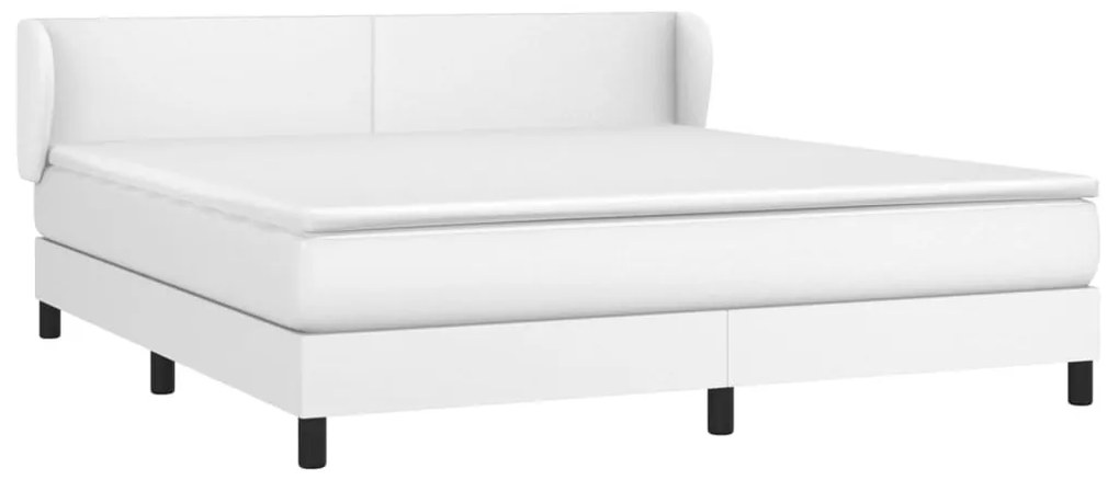 Κρεβάτι Boxspring με Στρώμα Λευκό 180x200 εκ. Συνθετικό Δέρμα - Λευκό