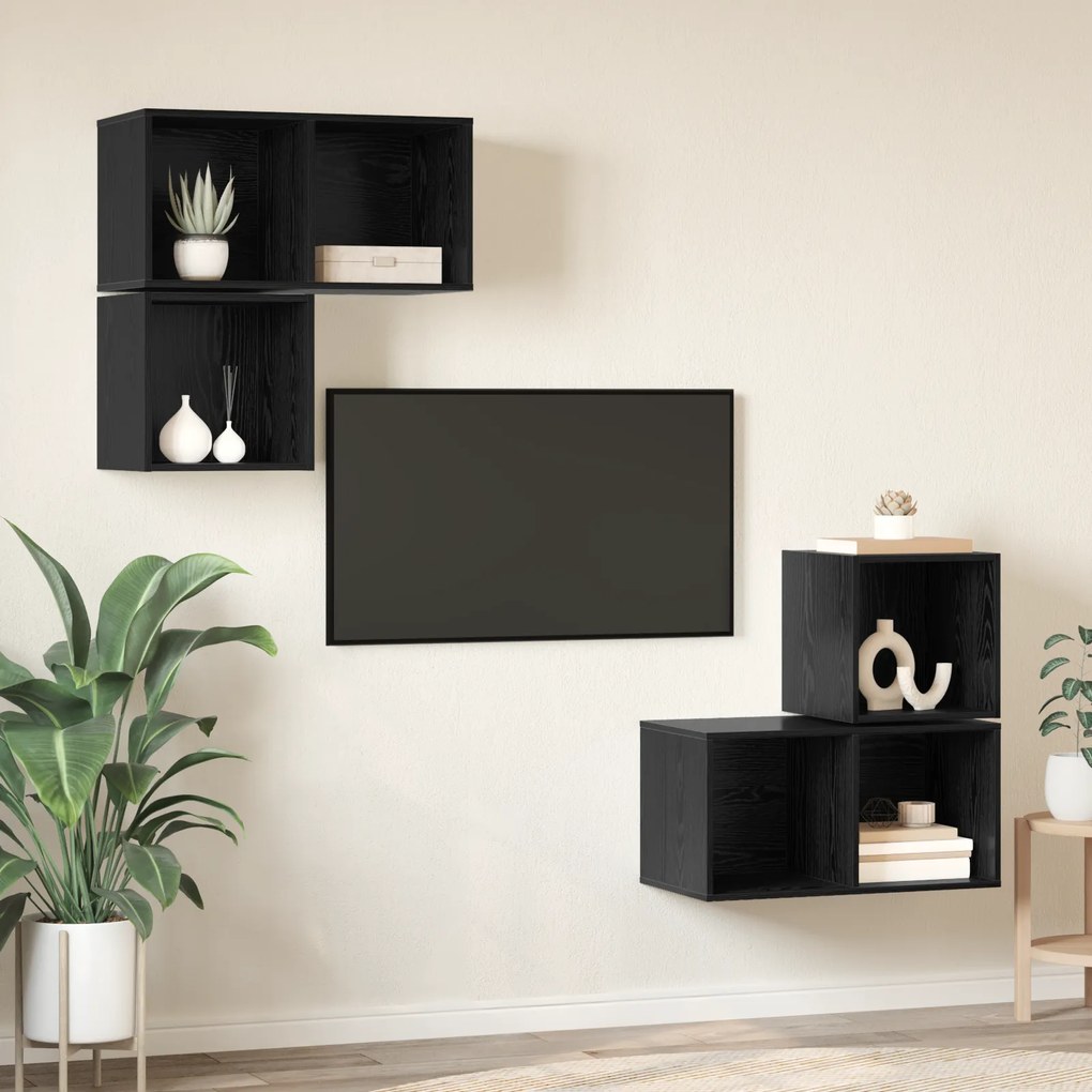vidaXL 4 pcs Μαύρη δρυς 37 x 37 x 72 εκ Επεξεργασμένο ξύλο