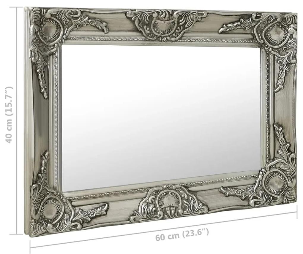 Καθρέφτης Τοίχου με Μπαρόκ Στιλ Ασημί 60 x 40 εκ. - Ασήμι