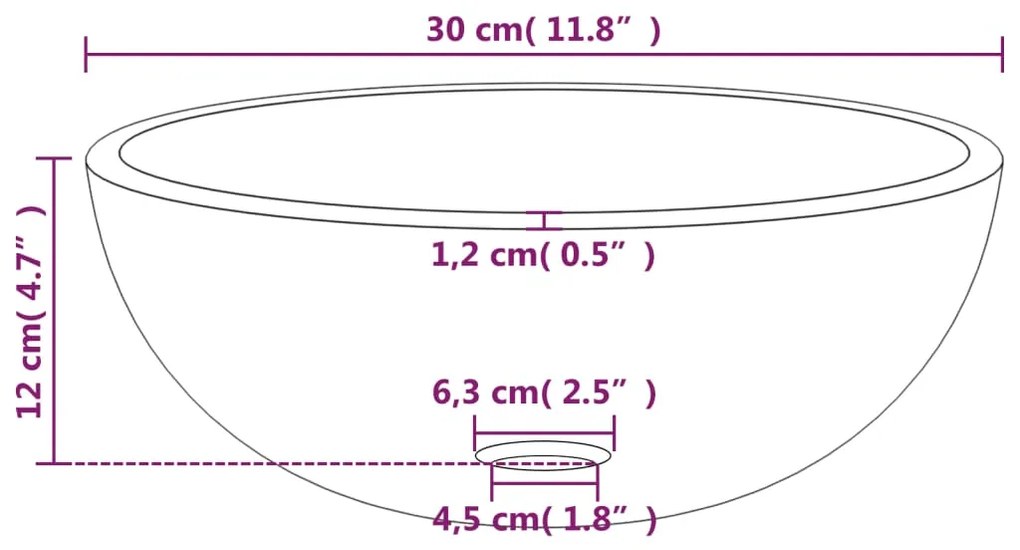 vidaXL Νιπτήρας με Αμμοβολή 30x12 εκ. από Ψημένο Γυαλί