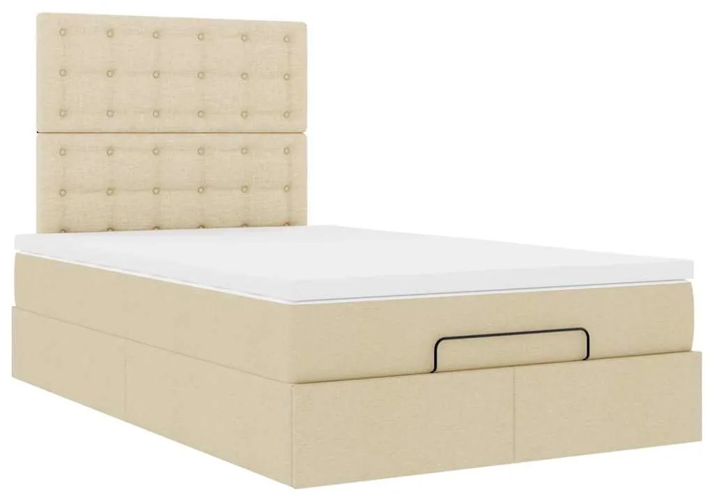 vidaXL Οθωμανικό κρεβάτι με στρώμα Cream 120x190 cm Ύφασμα