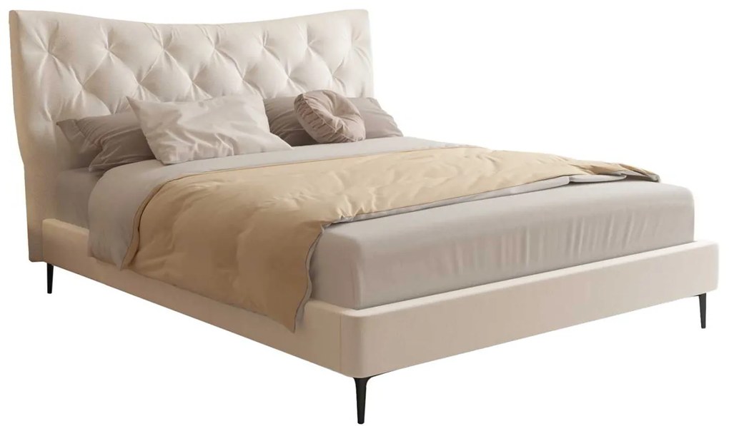 ΚΡΕΒΑΤΙ ΔΙΠΛΟ JILL HM737.03 ΥΦΑΣΜΑ ΣΕ ΜΠΕΖ--ΓΙΑ ΣΤΡΩΜΑ 160x200εκ.