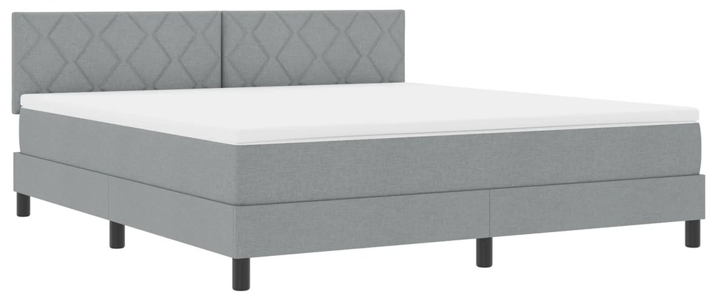 vidaXL Κρεβάτι Box Spring με Στρώμα & LED Ανοιχτό Γκρι 180x200 εκ. Ύφασμα