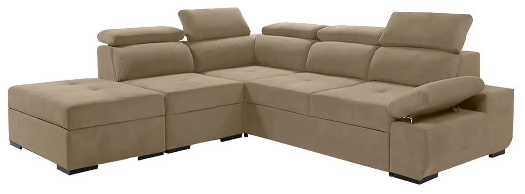 Γωνιακός καναπές κρεβάτι Amelia με αποθηκευτικό χώρο, Σκούρο Μπεζ 280x253x85cm Αριστερή γωνία - AME-TED-23