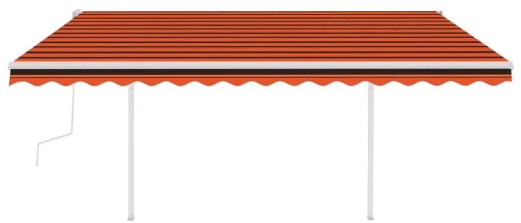 vidaXL Τέντα Συρόμενη Χειροκίνητη με Στύλους Πορτοκαλί / Καφέ 4 x 3 μ.