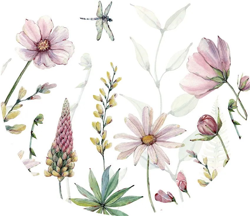 Fabulous Flowers Ταπετσαρια Τοιχου Ροζ Στρογγυλη 80cm