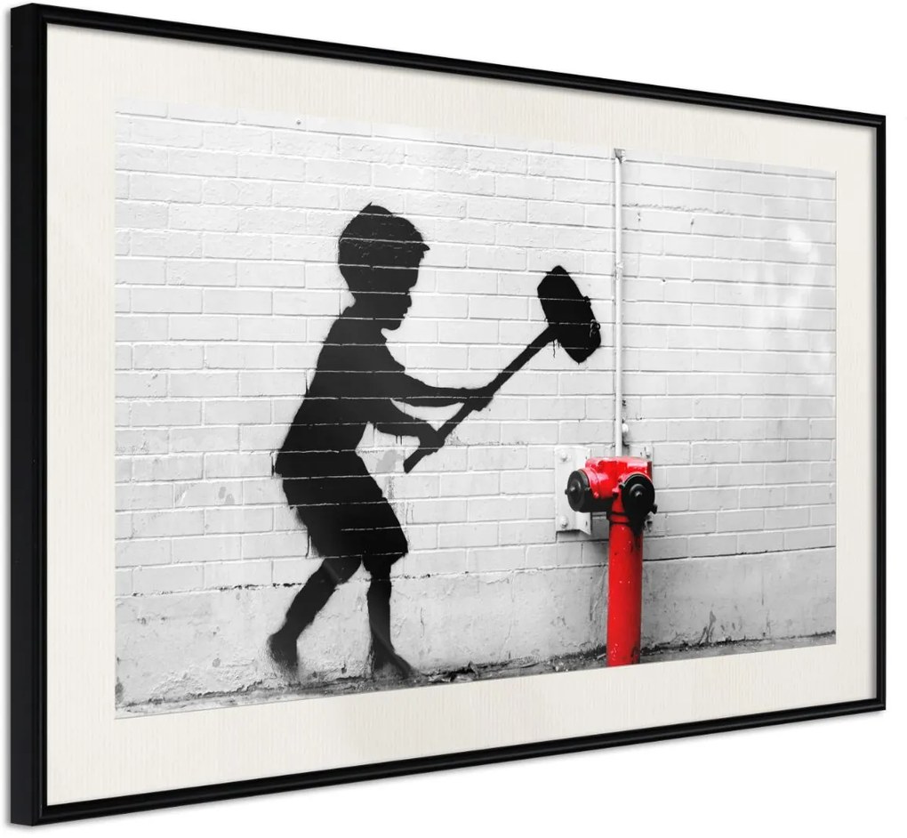 Αφίσα - Banksy: Hammer Boy - 30x20 - Μαύρο - Με πασπαρτού