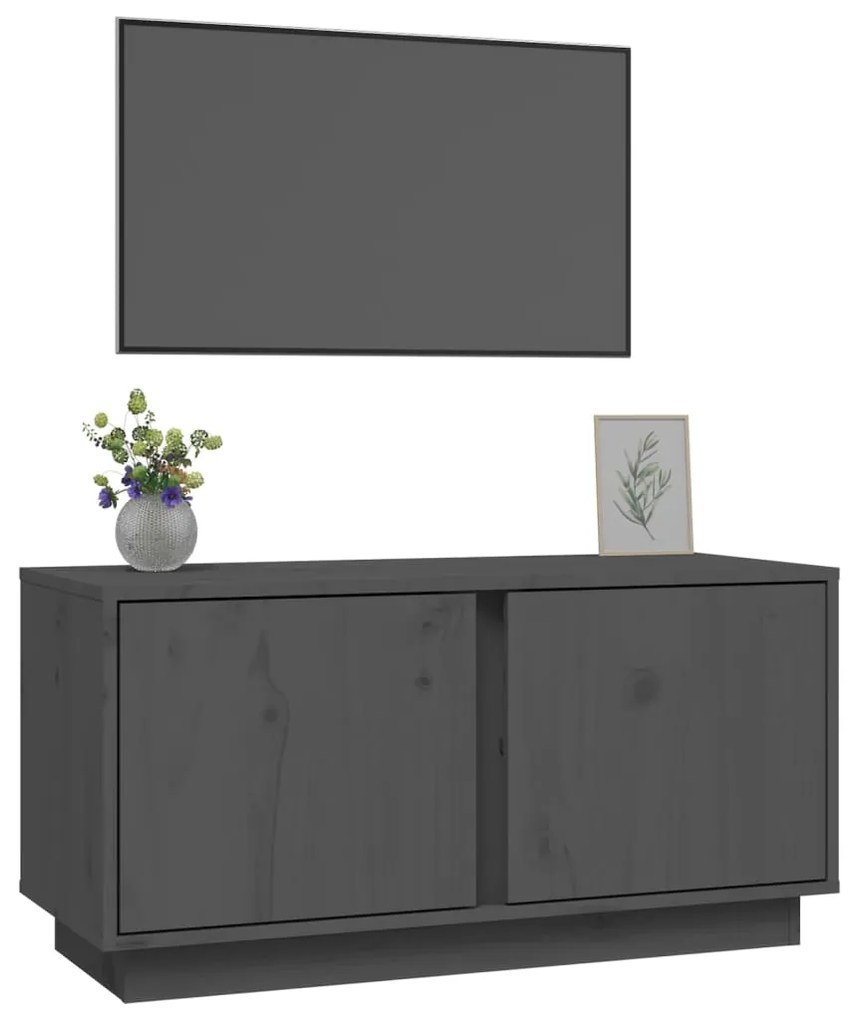 vidaXL Έπιπλο Τηλεόρασης Γκρι 80x35x40,5 εκ. από Μασίφ Ξύλο Πεύκου