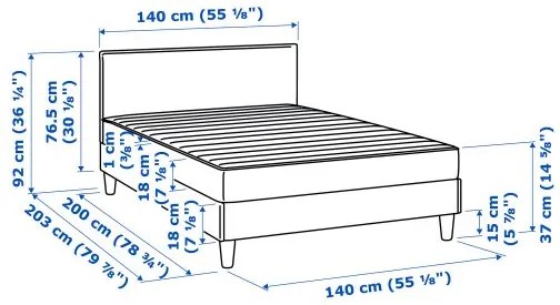 SÄBÖVIK κρεβάτι με επένδυση, 140x200 cm 904.894.49