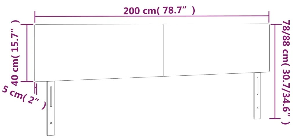vidaXL Κεφαλάρι Κρεβατιού LED Μαύρο 200x5x78/88 εκ. Βελούδινο