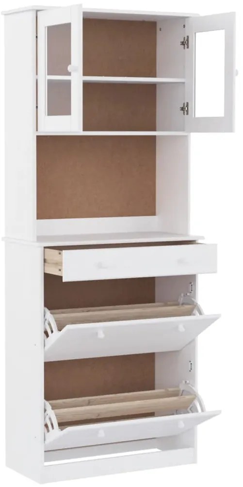 vidaXL Ντουλάπι ALTA Λευκό 77 x 35 x 188 εκ. από Μασίφ Ξύλο Πεύκου